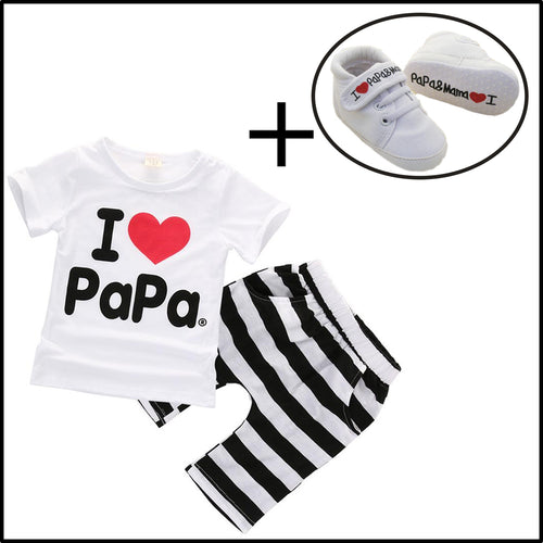 BUY ONE GET ONE FREE - I Love Papa & Mama Baby Clothing Set + Matching Shoes