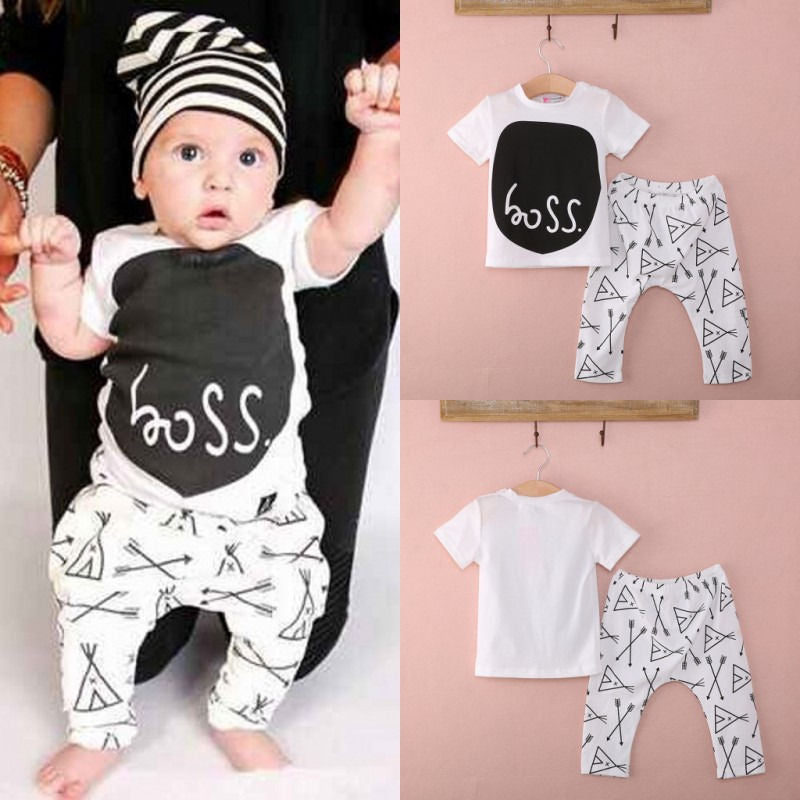 Boss Printed Baby Clothing Set