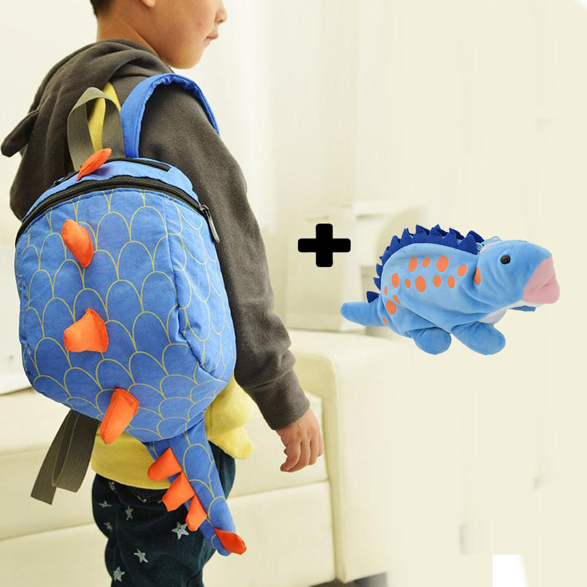 BUY ONE GET ONE FREE - Dinosaur Plush Kids Backpack + Dinosaur Pouch