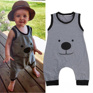Smile Printed Sleeveless Baby Romper