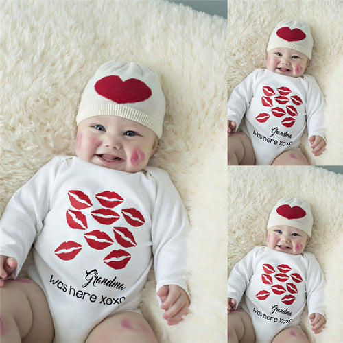 Kiss Lipstick Printed Baby Onesie