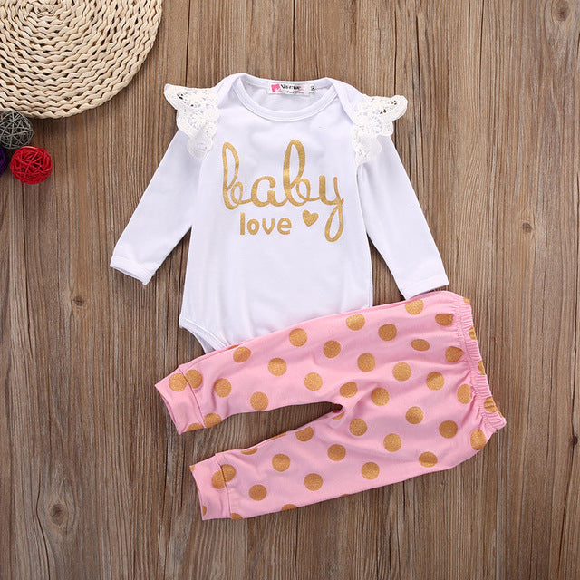 Adorable Pink Baby Love Clothing Set