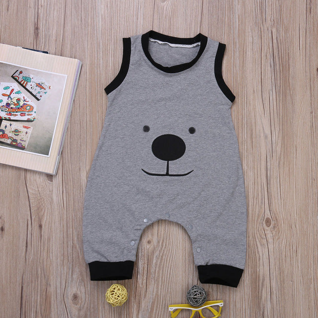 Smile Printed Sleeveless Baby Romper