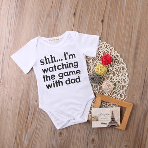 Shh...I'm Watching The Game With Dad Baby Onesies