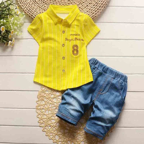 Gentleman Sport Suit Yellow Color Baby Clothing Set