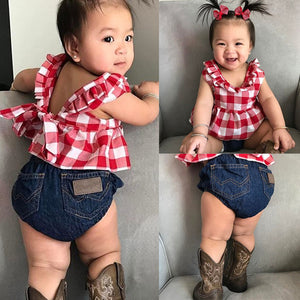 Red & Blue Sleeveless Baby Clothing Set