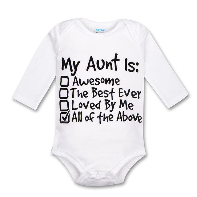 My Aunt Is Awesome The Best Ever Loved By Me All Of The Above Printed Baby Onesie