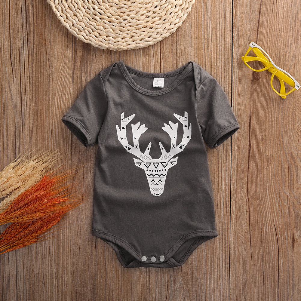 Deer Printed Grey Onesies