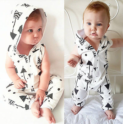 White Sleeveless Arrow Baby Romper