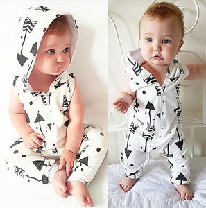 White Sleeveless Arrow Baby Romper