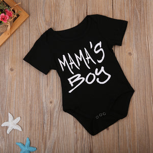 Mama's Boy Black Crew Collar Onesie