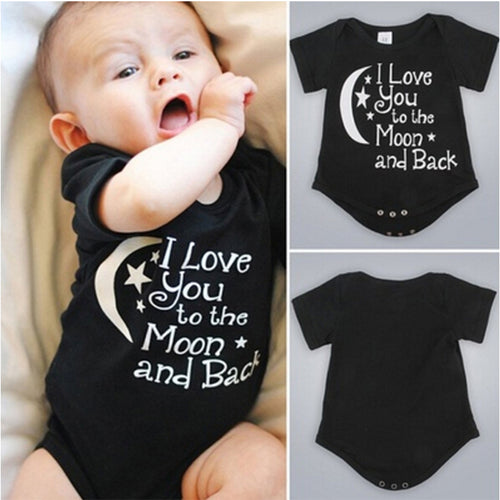 I Love You To The Moon And Back Black  Baby Onesie