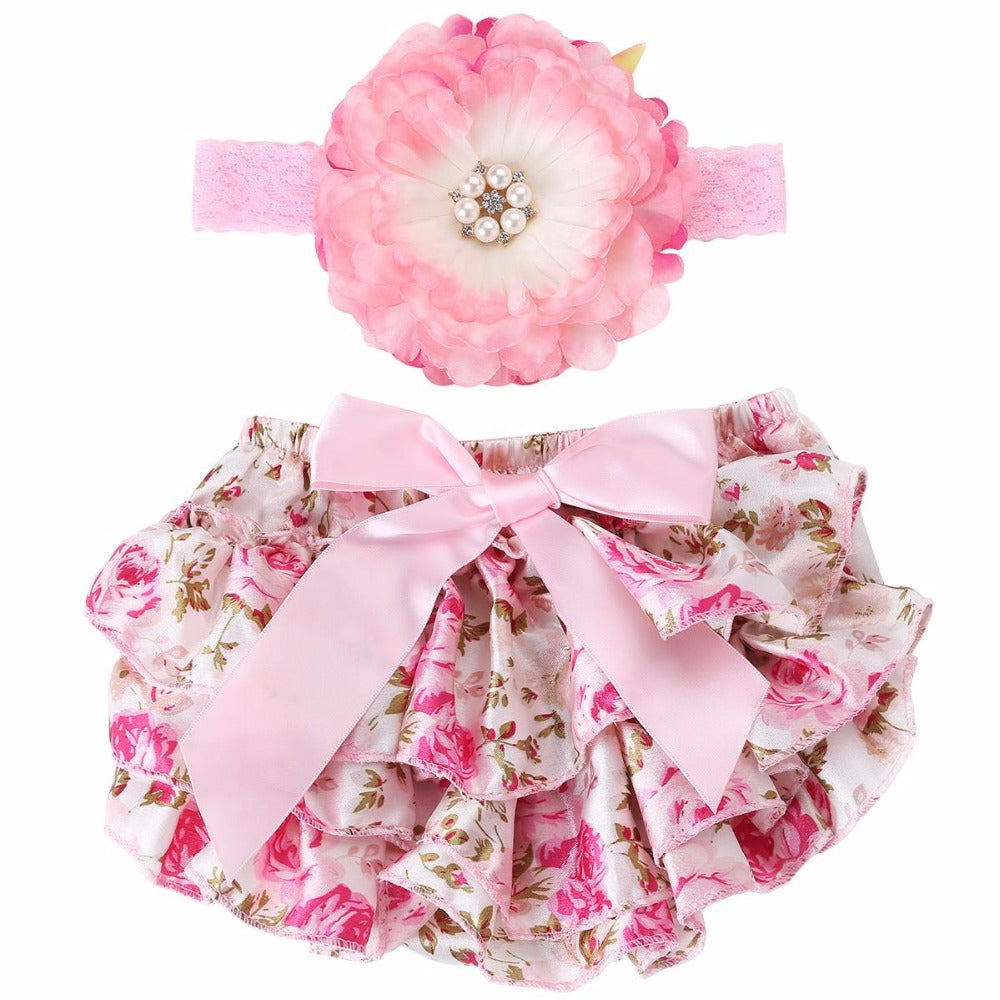 BUY ONE GET TWO FREE - Flower Print Summer Clothing Set + Adorable Baby Girl Shoes + Headband