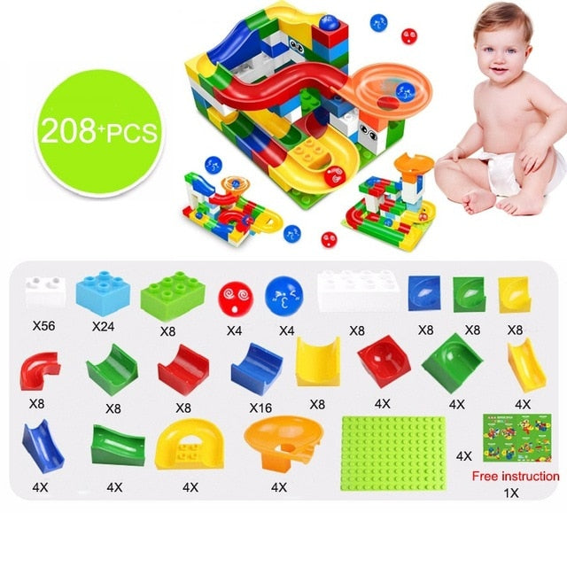 104-208PCS Marble Track Building Blocks