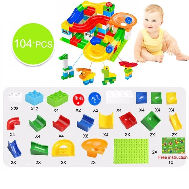104-208PCS Marble Track Building Blocks