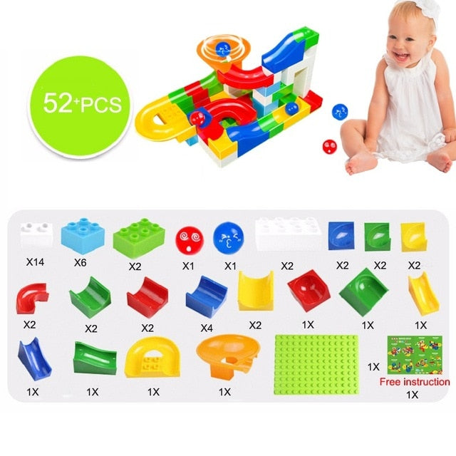 104-208PCS Marble Track Building Blocks