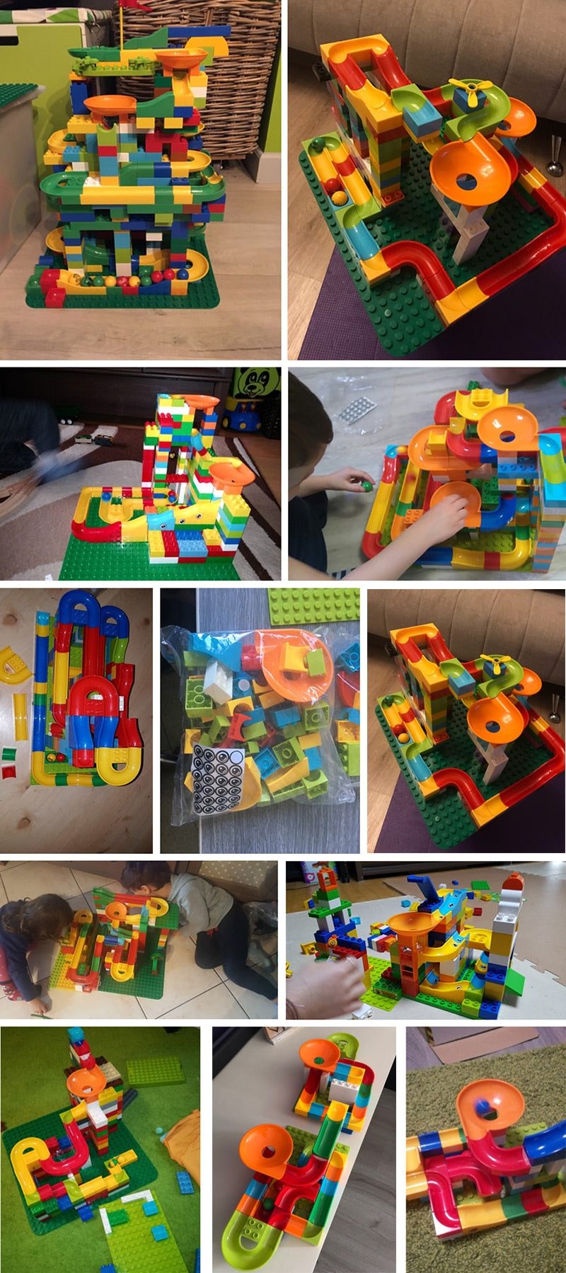 104-208PCS Marble Track Building Blocks